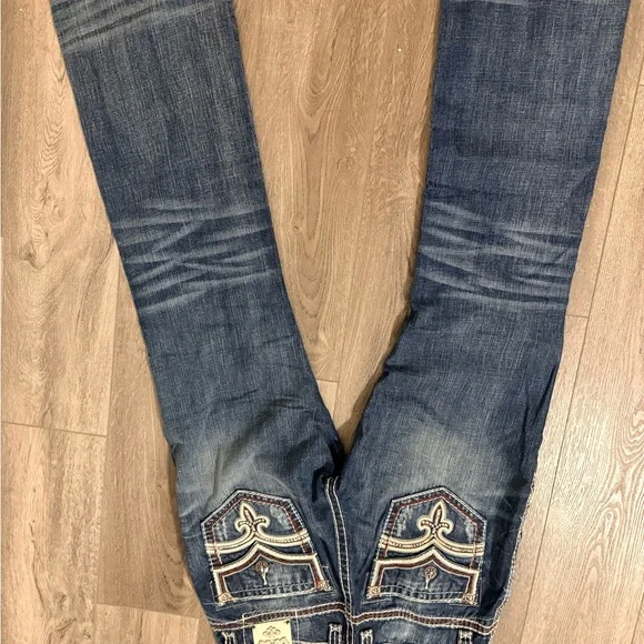 Rock Revival Dark Blue Bootcut Jeans CLARK - Picture 2 of 2